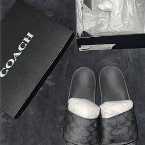 Coach Charcoal Slide Sandals